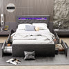 Double Bed Frame LED Upholstered Headboard 4 Storage Drawers Bedroom Faamdtzqank