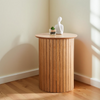 Oak Effect Round Side Table Coffeee Table Panelled Table Home Furniture