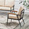 Single/Double/Triple Sofa Armchair Faux Leather Cushion Seat Metal Frame Armrest