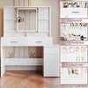 Dressing Table with Adjustable LED Light Vanity Table White Makeup Desk