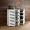 3 Door Shoe Storage Cabinet White Wooden Rack Stand Cupboard Slatted Doors Oslo
