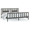 LAPOOH Bed Frame with Headboard Grey Solid Wood Pine 200x200 ,Bed Frame,Bed B8Y2