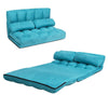 Lazy Sofa Bed Convertible Floor Couch with 6-Level Adjustable Backrest Blue