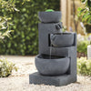 3 Cascading Bowl Stone Fountain Garden Water Features Outdoor Decor Solar Light