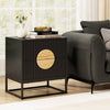 End Table Fluted Nightstand with 2 Drawers-Black