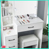 Vanity Dressing Table Set Makeup Desk Mirror & Stool Shelves 3 Color LED Lighted