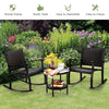 3 Pieces Garden Wicker Furniture Outdoor Rocking Chairs w/Tempered Glass Table
