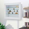 Wall Mounted Wooden Display Cabinet Glass Shelves Storage Organizer Showcase