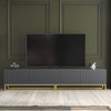 TV Unit 200cm Modular Cabinet | Fluted Doors | Grey Matt | Gold Metal Base