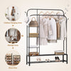 Heavy Duty Double Clothes Rail Garment Hanging Display Rack with Storage Shelf