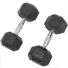 2*10kg Rubber Hex Dumbbells Set Pair Ergo Hand Weights Encased Hexagonal Gym