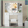 For Bedroom Vanity Makeup Desk Set Dressing Table With Stool LED Lighted Mirror