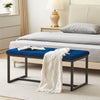Blue Velvet Padded Bed Bench Dining Bench Ottoman Stool Living room Modern