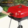 Outdoor Barbecue Cooking Grill Powder Wheels Red Charcoal Trolley BBQ