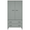 LAPOOH Wardrobe with Metal Legs Grey 90x55x172.5 Solid Wood OSLO,Bedroom R0G8