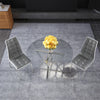 Grey Faux Leather Dining Room Chairs 2/4-Piece Plaid PU Padded Kitchen Chair Set