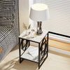 Real Marble Coffee Table Living Room End Side Table Bedside Furniture Black Legs