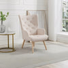 Modern Single Sofa Chair - Beige Solid Wood Leisure Chair High Back Armchair NEW
