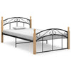 Bed Frame Black Metal and Solid Oak Wood 120x200 B7Z2
