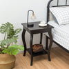 Accent Table End Table with Curved Legs 2-Tier Open Storage Shelves-Coffee