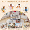 Kids Table and Chair Sets Toddler Childrens Activity Table with Paper Roll Grey