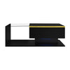 Coffee Table with LED Light & Glass Top Black With Drawer Living Room Furniture