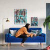 Modern Vesgantti 2 3 Seater Sofa 176cm with 2 Bolster Pillows & Wooden Legs New