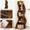 Corner Shelf 5 Tiers, Bookshelf Bookcase Wooden Storage Rack Rustic Book Shelves