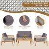 4Pcs Rattan Patio Garden Furniture Table Chairs Set Outdoor Furniture w/Cushions
