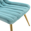 Tiffany Blue Velvet Armchair Stripe Accent Chair Lazy Sofa Seat Gold Metal Legs
