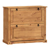 Corona Shoe Rack Chest 2 Shelf Cupboard Antique Wax Solid Wood Pine Wooden