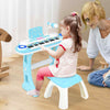 Electronic Kids Piano Toy with Stool 8 Rhythms & 8 Instruments-Blue