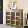 Wooden 4 Tier 3Door Drawer Shoe Cabinet Organiser Tidy Hallway Furniture Console