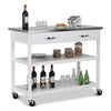 Kitchen Trolley Cart Rolling Island Cart Serving Cart Large Storage 2 Drawers