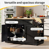 Rolling Kitchen Island Storage Trolley with Drop Leaf Top and 2 Drawers, Black