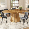 Extendable Dining Table 118-158x118x76cm Oval Kitchen Table, MDF Metal Base