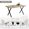 Modern Rectangular 4 Seater Dining Table Metal Straight Legs Morden Brown