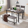 Wood Dining Table and 2 Chair with Bench 4 in 1 Restaurant Kitchen Furniture Set