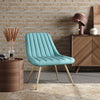 Modern Accent Chair Pinstripe Leaning Back Velvet Leisure Armchair Metal Legs