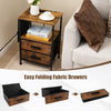 End Table Nightstand with Charging Station Industrial Bedside Table W/ 2 Drawers