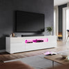 White 200cm High Gloss TV Stand Storage Cabinet Cupboard Unit with RGB LED Light
