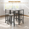 6-Piece Industrial Bar Table Set, 2 Breakfast Tables with 4 Stools Grey