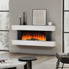 LED Fireplace White Surround Suite Wall Mounted Electric Fire with Log & Pebble