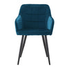 Pair of Blue Velvet Dining Chairs with Arm rest Kitchen Dining Room Chairs