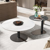 Set Of 2 Nesting Coffee Table Artistic Accent Table Set Heavy Metal Black Base