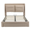 OTTOMAN STORAGE GAS LIFT BED FRAME UPHOLSTERED BED WITH LED 5FT KING BED BEIGE