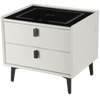Bedside Table LED Light Wireless Charging Bedroom Furniture 2 Drawers White Dovo