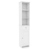 Freestanding Bathroom Storage Cabinet with 3 Open Shelves & Door Cabinet White