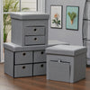 Folding Storage Ottoman Box Drawer Footstool Foldable Bench Chair Footrest Linen