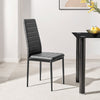 Dining Table Set 4 Faux Leather High Back Chairs Glass High Gloss Table 120cm